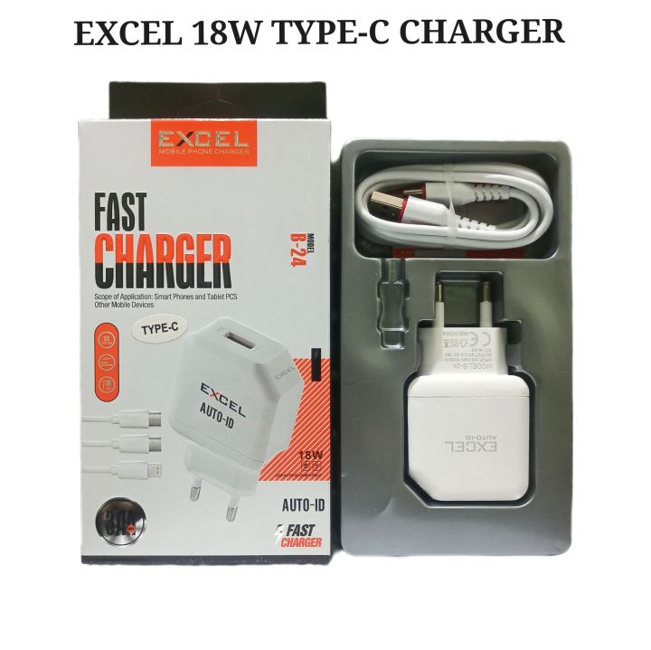 Picture of Excel Fast Charger Travel Charger Travel Adapter Fast Charging 3.1A Max Quick Excel Micro Usb+Typ C Charger - Charger (Best Quality)