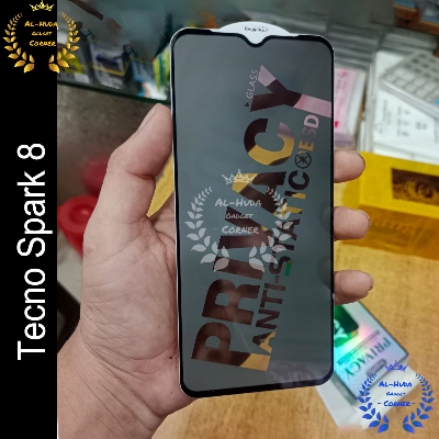 Picture of Privacy glass For Tecno Spark 8 Tempered Gorilla Glass Privacy Screen Protector