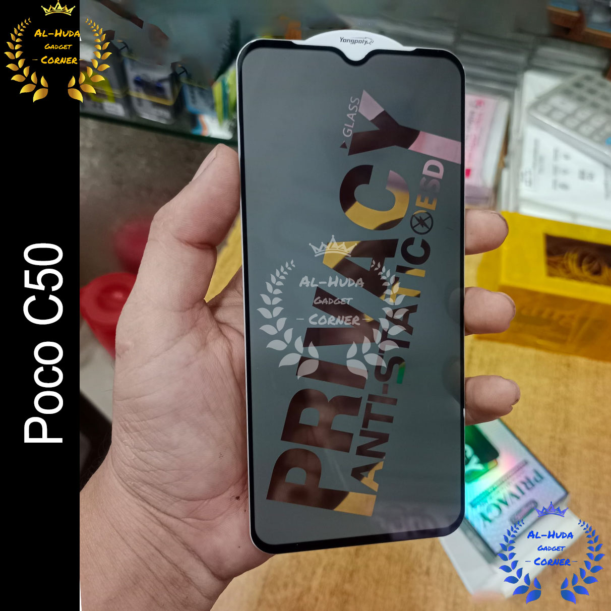 Picture of Privacy glass For Poco C50 Tempered Gorilla Glass Privacy Screen Protector