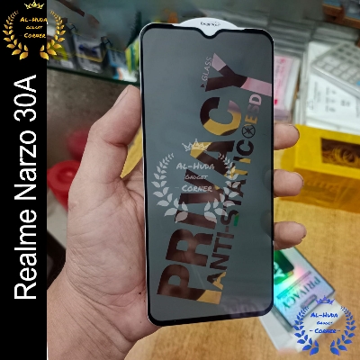 Picture of Privacy glass For Realme Narzo 30A Tempered Gorilla Glass Privacy Screen Protector
