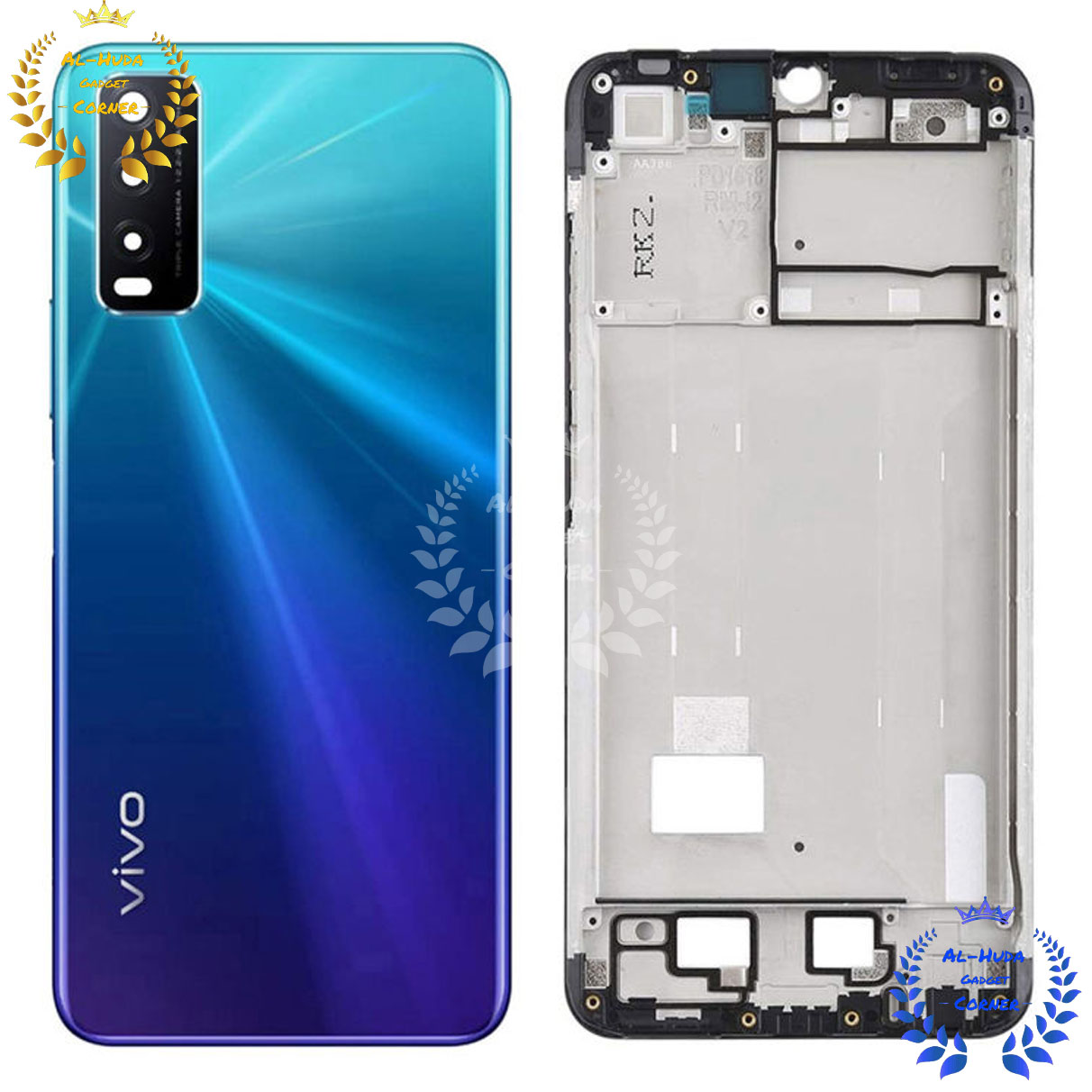 Picture of Replacement Backshell Glass Panel and Middle Frame for Vivo Y20 Full Body Housing With Camera Lens