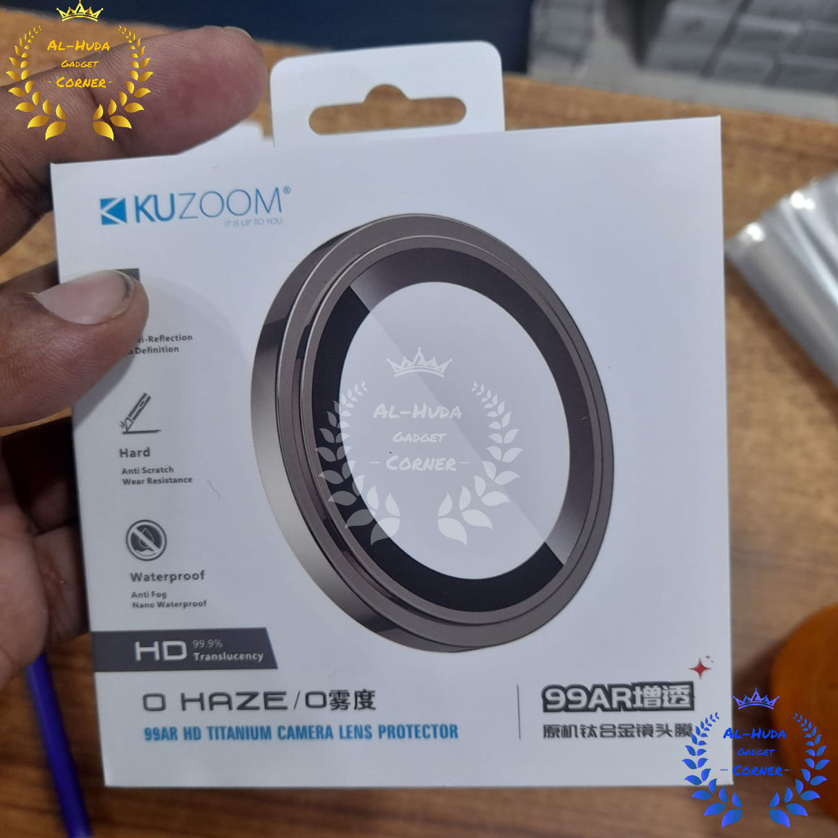 Picture of iPhone 14 pro / 14 pro max Kuzoom Tempered Glass Metal Ring Camera Lens Protector Film (Best Quality)