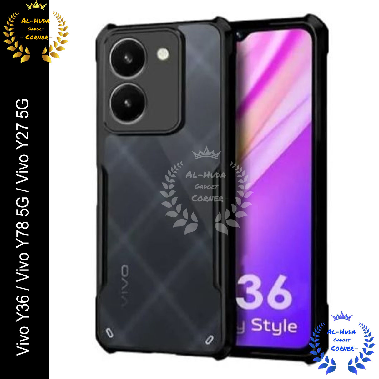 Picture of Xundd Back Cover for Vivo Y36 / Vivo Y78 5G / Vivo Y27 5G Transparent Hybrid Hard PC Back Bumper