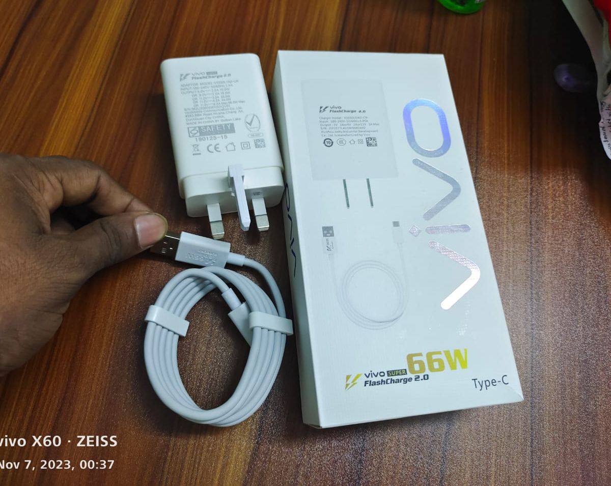 Picture of Vivo 66W FlashCharge 2.0 Charger for Vivo X Series & Latest/5G Phones.For Vivo V23 , V23e , V23e 5G , V23 5G , V23 Pro , V25 , V25 , Y35 ,Y55 , Y76 5G , Y75 ,  Y78 , Y78+ , iQOO Z7 , iQOO Z7s , iQOO Pad , X70 Pro