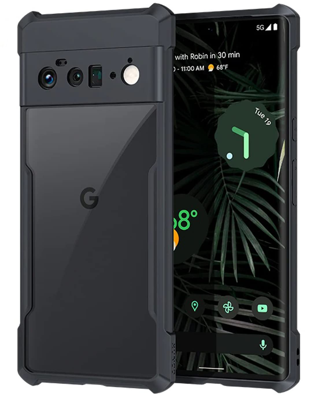 Picture of For Google Pixel 6 Pro| PC and | Clear Black) Clear Hard phnone case