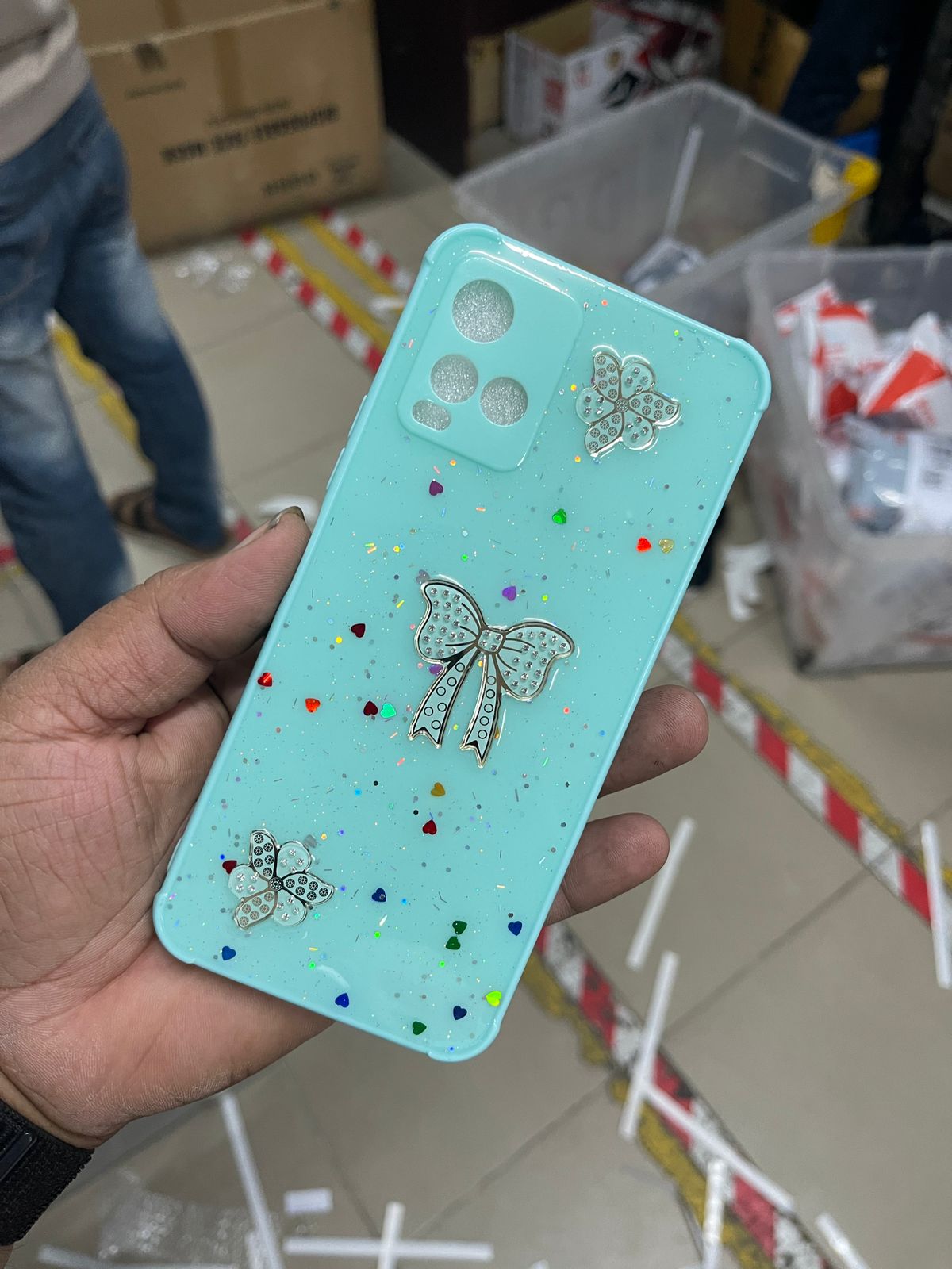 Picture of Ladies Cover For Vivo Y21 / Vivo Y21S / Vivo Y33S / Vivo Y21T Back Cover With Stone Butterfly & Glitter - Phone Back Cover