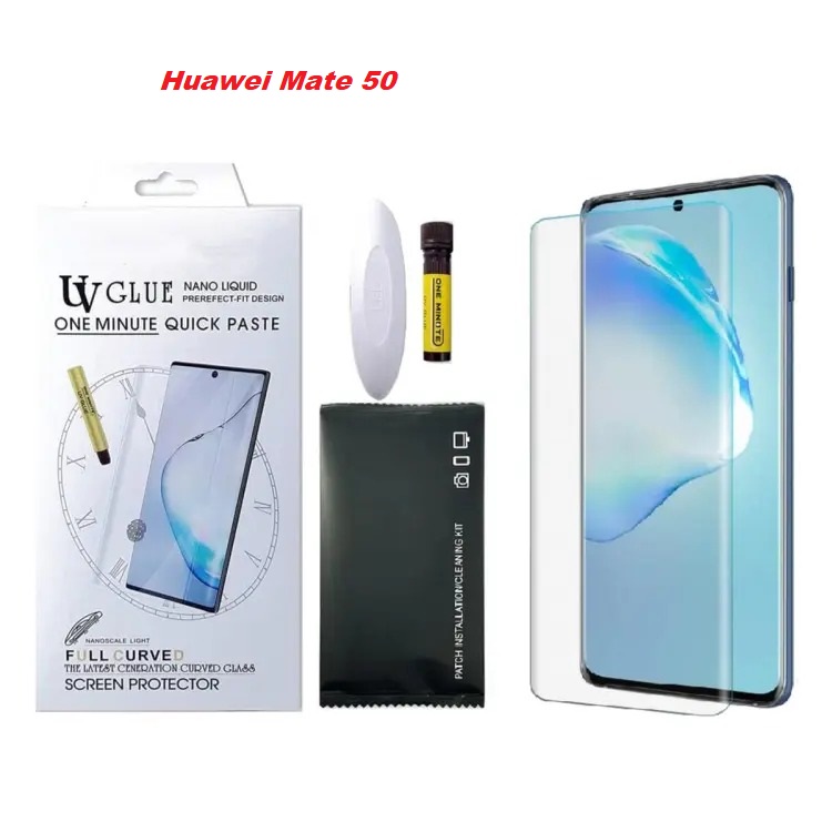 Picture of For Huawei Mate 50  (A+ GRADE) One minute UV Light Adhesive Tempered Glass Screen Protector