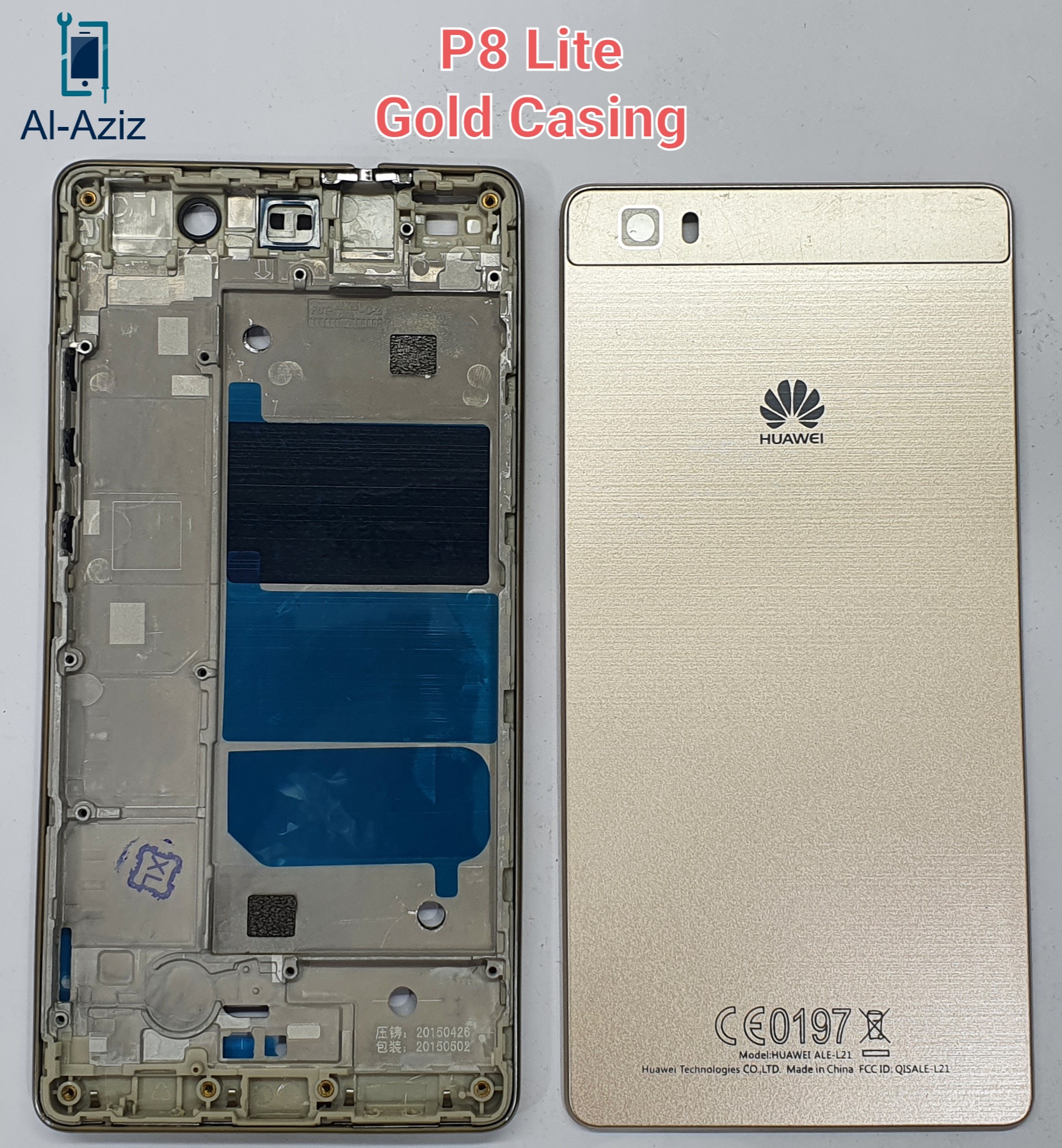 Picture of Original Huawei P8 Lite Complete Housing Casing Body Back Rear Battery Door Cover Lcd Frame Ring Replacement