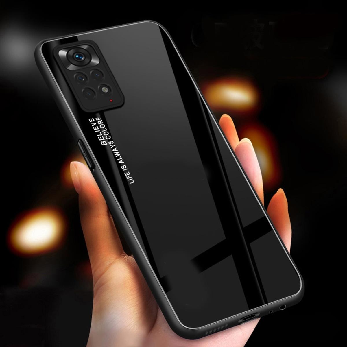 Picture of For Xiaomi Redmi Note 11S / Redmi Note 11 4G Global Version Case Gradient Phone Back Hard Glass Cover