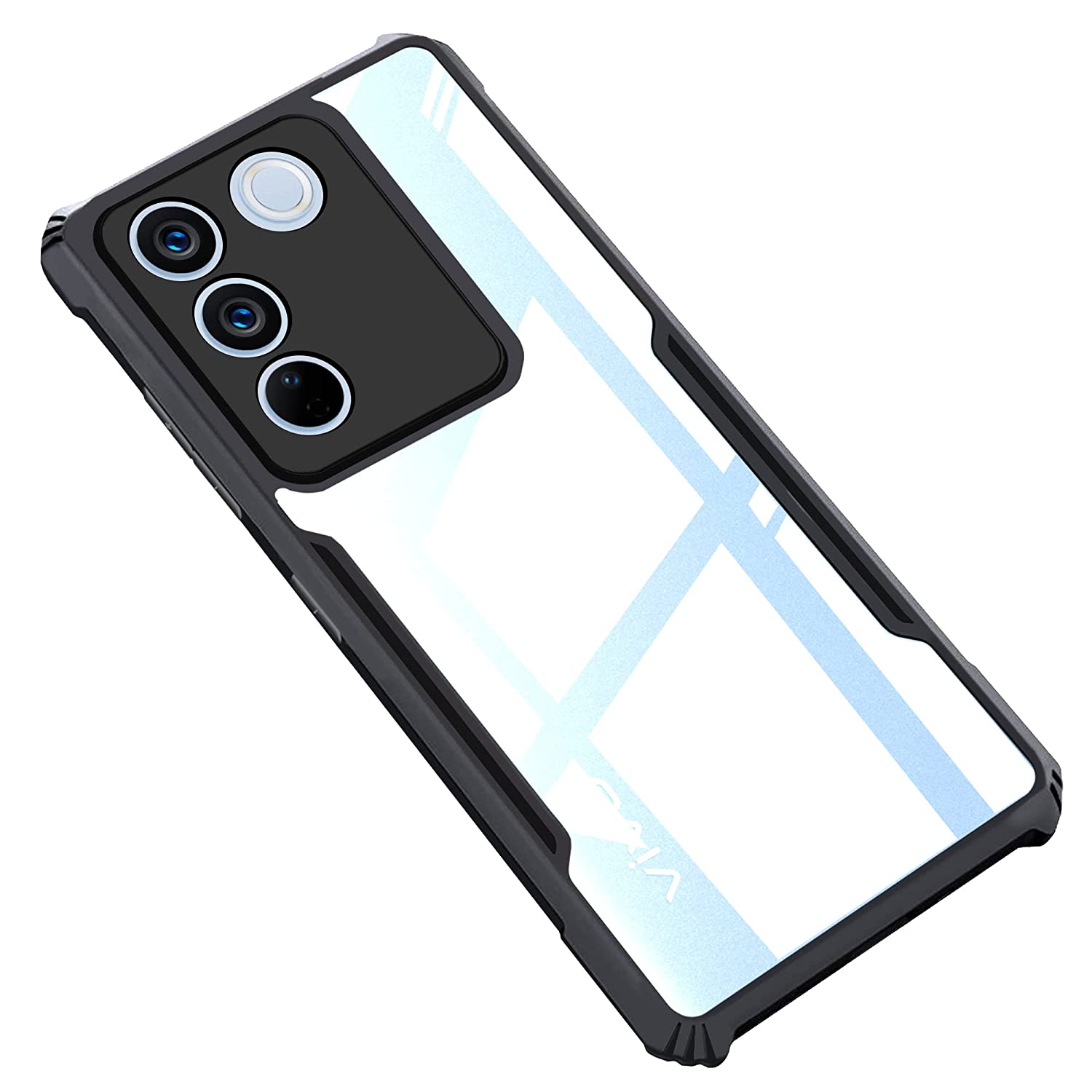 Picture of For Vivo V27e Mobile Cover Edge-Reinforced Shockproof Cushion Back Clear Hybrid Transparent Hard Cover Casing