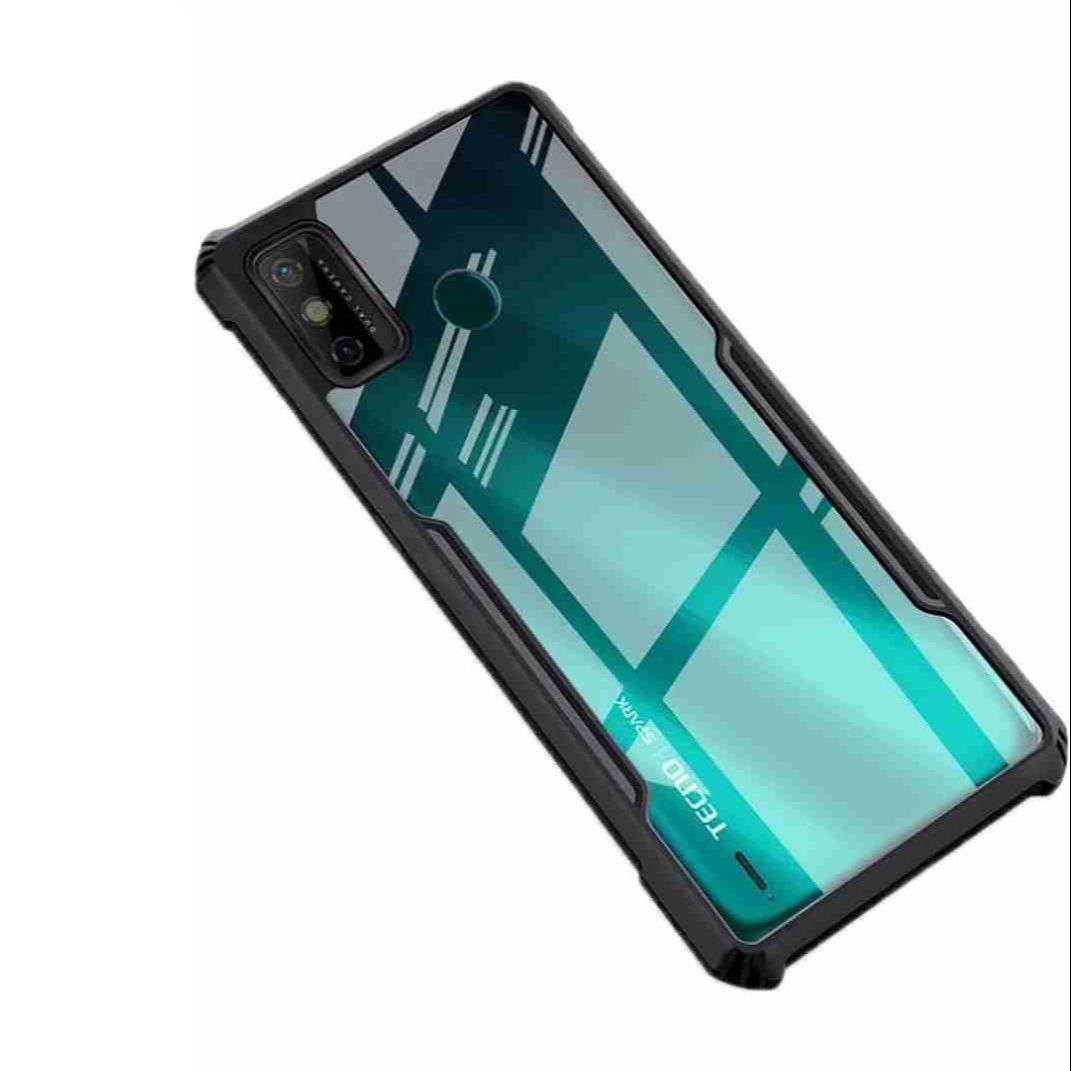 Picture of For Tecno Spark 6 GO Shockproof TPU Bumper Clear Acrylic Mobile Phone Case For spark 6 go Back Cover