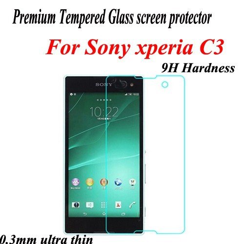 Picture of For Sony Xperia C3....3mm screen protector 9H Hard 2.5D Arc Edge Round Border Screen Protector with Clean Tools