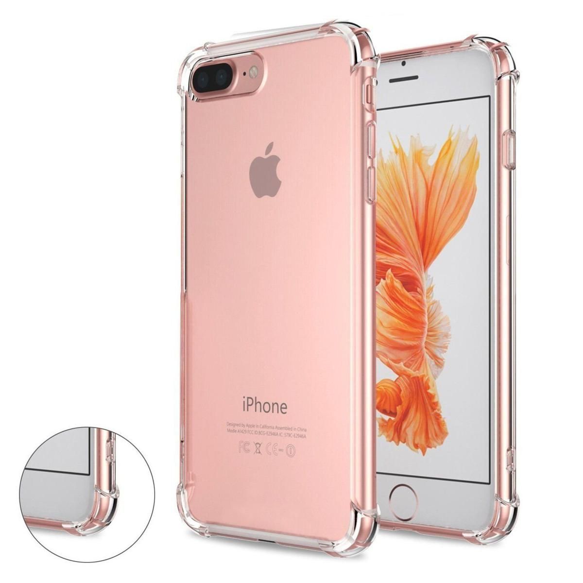 Picture of For Iphone 7 Plus ultra Slim Transparent anti shock side bumper corner 4D Crystal clear camera cutting cover