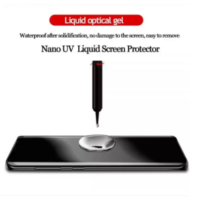 Picture of Oppo Reno 6 Pro 5G  UV Tempered Glass Screen Protector Curved with Liquid Glue and UV Light -Transparent Clear