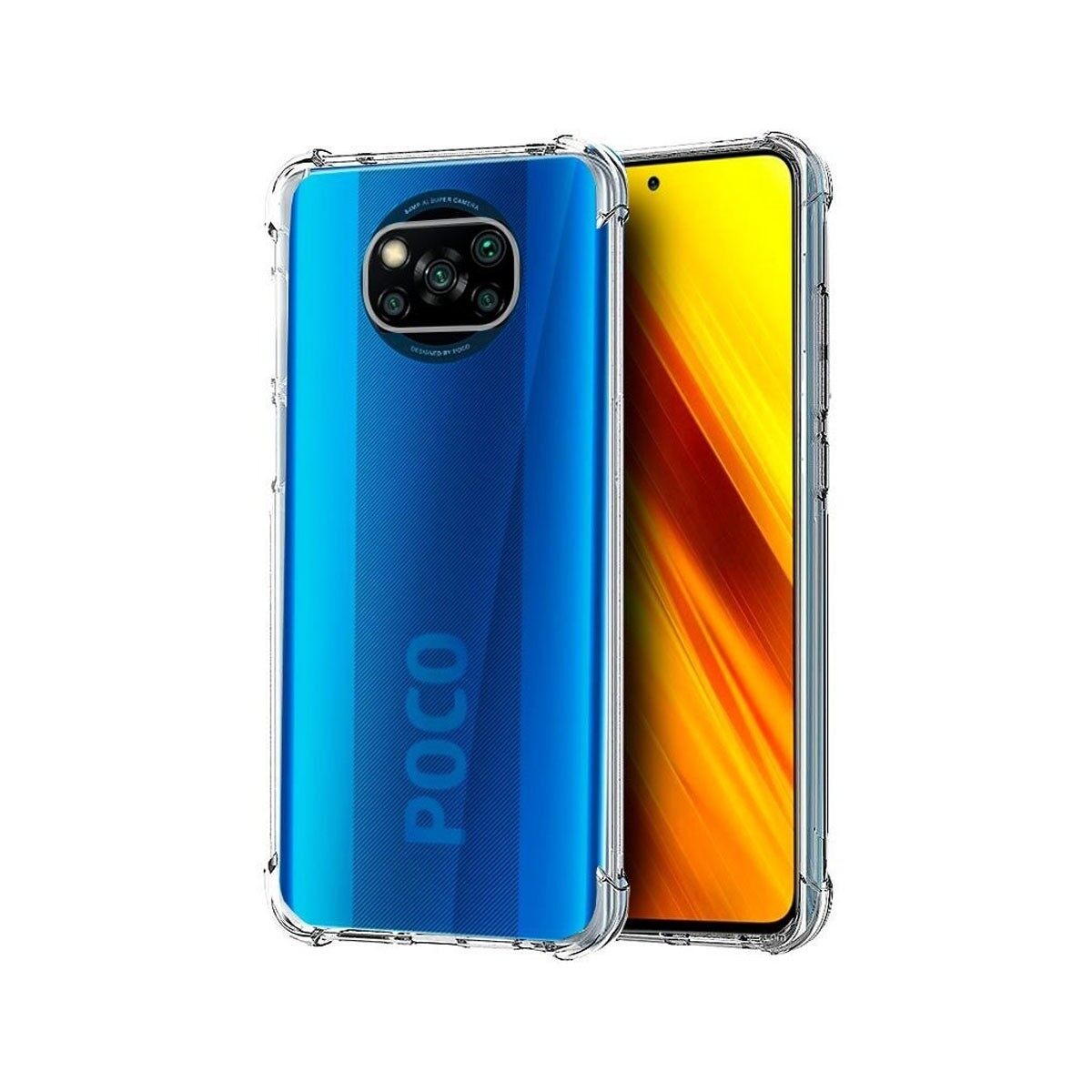 Picture of For Xiaomi Poco X3, Poco X3 NFC, Poco X3 Pro, Silicone Shock Proof Hard Back Soft Air Corner Bumper Anti-Scratch Cover Case for Xiaomi Poco X3, Poco X3 NFC, Poco X3 Pro, (Transparent cover)