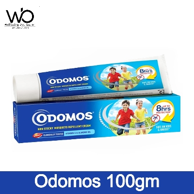 Odomos Blue 100gm Naturals Mosquito_Repellent Non-Sticky Cream with Vitamin E & Almond Oil (Made in India) 