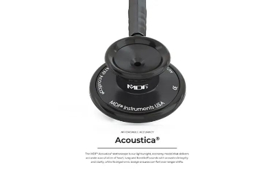 Picture of MDF® Acoustica® Lightweight Dual Head Stethoscope, All BlackMDF Acoustica Deluxe Lightweight Dual Head StethoscopeModel: MDF747XP; Application : General Diagnosis