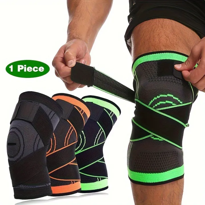 Picture of 1 pcs Knee Support for Running, Sport Elastic Nylon Knee Brace with Strap Compression for Joint Pain Woman Men, Adjustable Knee Sleeves for Knee Pain Relief