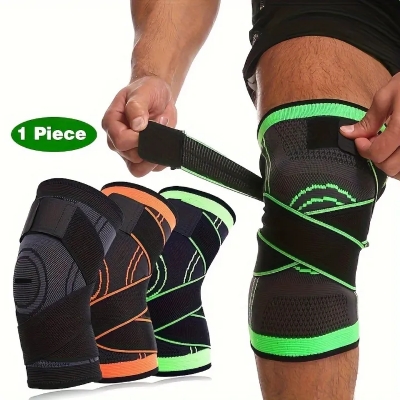 Picture of 1 pcs Knee Support for Running, Sport Elastic Nylon Knee Brace with Strap Compression for Joint Pain Woman Men, Adjustable Knee Sleeves for Knee Pain Relief