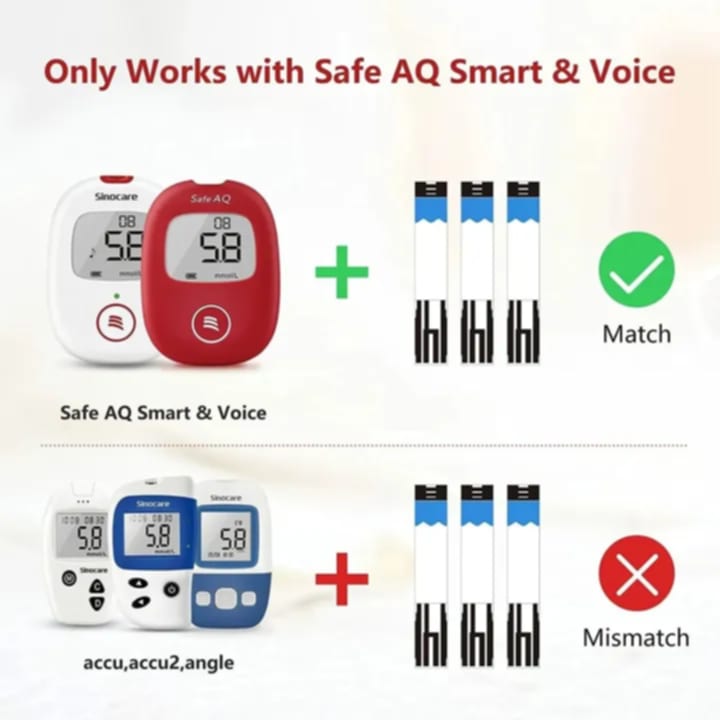 Picture of Sinocare Safe AQ 50 Pcs Test Strip for Glucometer Blood Glucose / Suger Test Meter/test strip