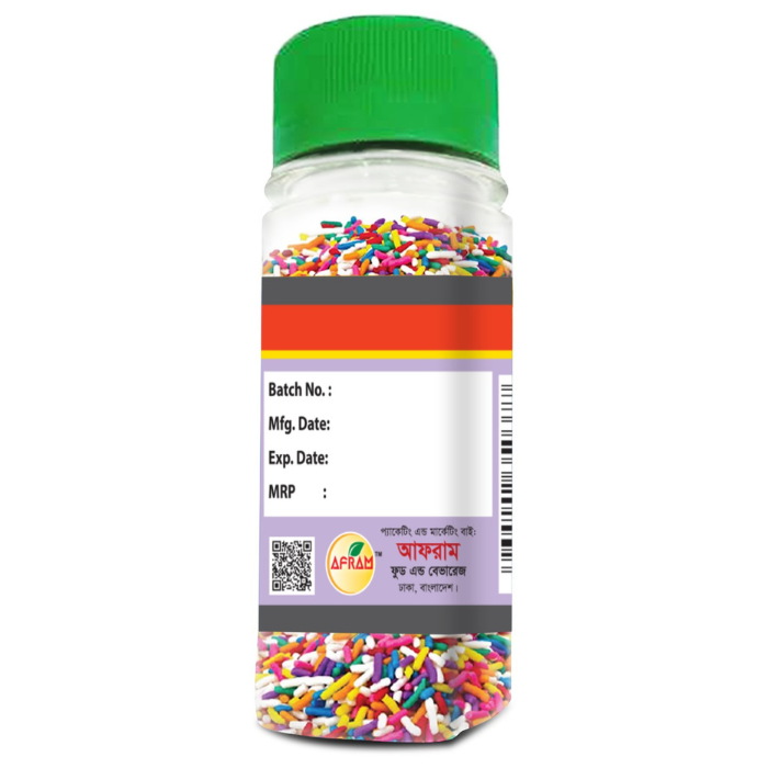 Picture of Afram Cake Decoration  Multi Color Rainbow Sprinkle Sugar Ball -30g