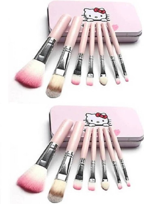 Hello Kitty Makeup Fever Mini Brush Set -7 Pcs - Brush Set (Pink)
