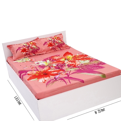 Picture of Digital Home TEX Cotton Multicolor Double King Size Flat Bed Sheet Set (7.5 by 8.5 ft) with Two Pillow Covers - Easy Maintainance Hand Washable