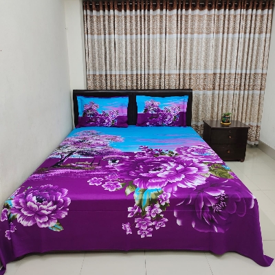 Picture of Luxury Digital Home tex Cotton Fashionable Bed Sheet for Home Decoration 7.5/8.5 Feet King Size Bedsheet