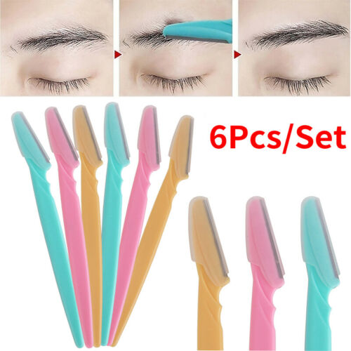 Picture of 6 pcs Colorful Eyebrow Trimmer Face Hair Razors Women Eyebrow Shaver Hair Removal Makeup Tools