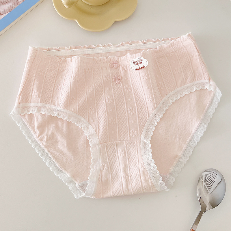 Picture of Pure Cotton Antibacterial Panties Women Soft and Comfortable Ladies Girls Simple Low Waist Half Hip Briefs Women's Panties