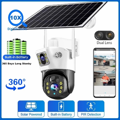 Picture of SOLAR 4G DUAL LENS WATERPROOF NIGHT VISION CAMERA 4MP CLEAR VIDEO, Camera Range: 20 to 25 m