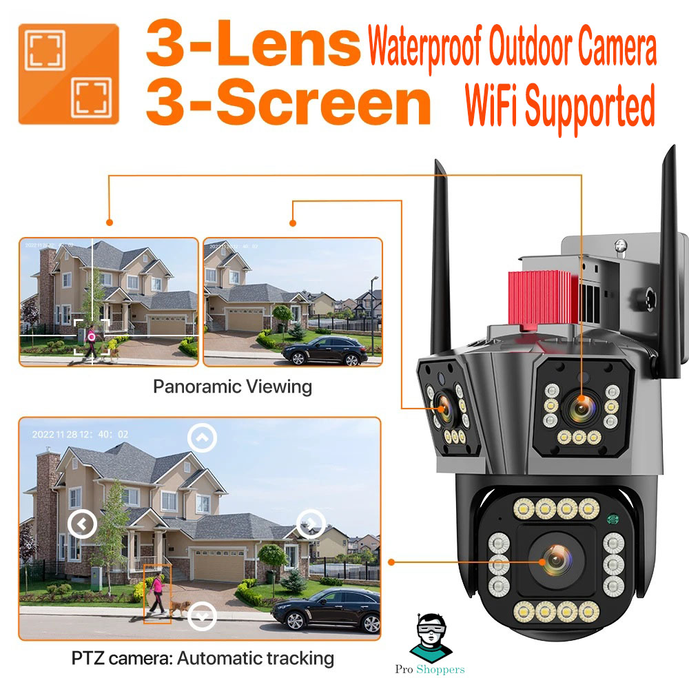 Picture of 3 Lens WiFi Waterproof Outdoor IP Camera Lan port supported