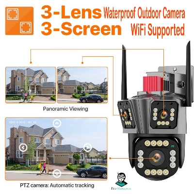 Picture of 3 Lens WiFi Waterproof Outdoor IP Camera Lan port supported
