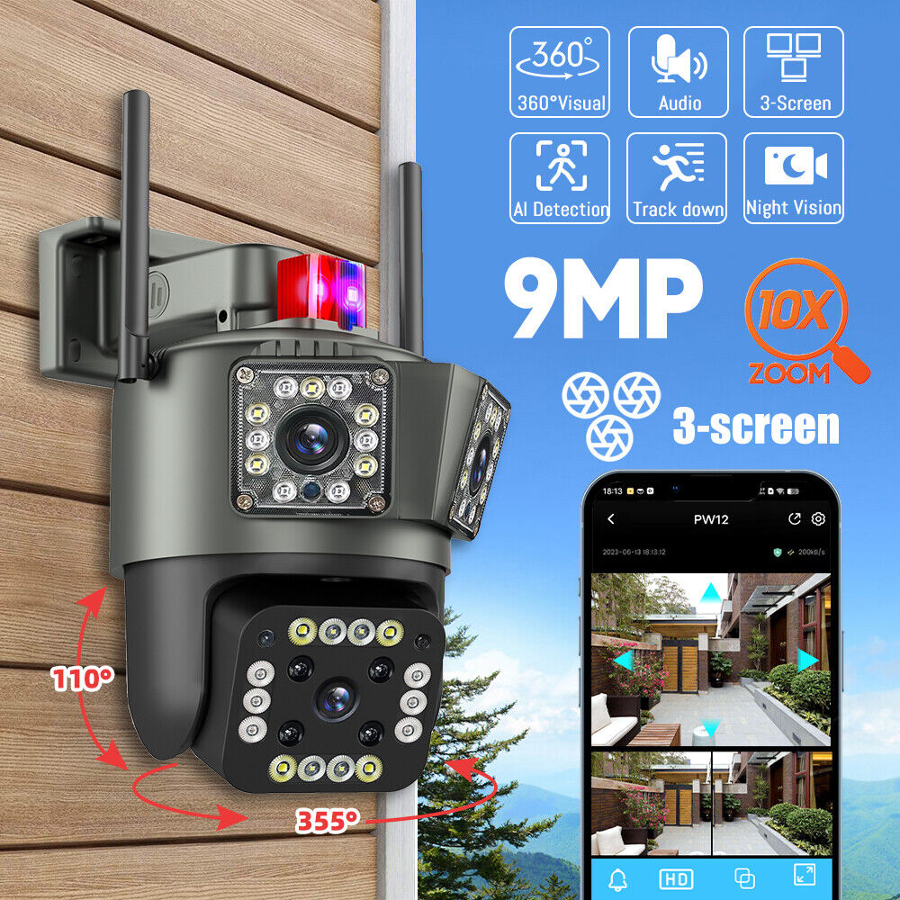 Picture of 3 Lens WiFi Waterproof Outdoor IP Camera Lan port supported
