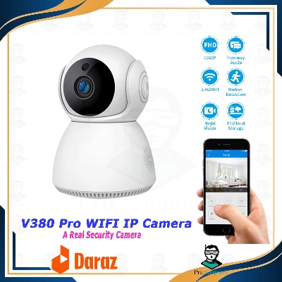 Picture of V380 2MP HD 1080P Night Vision Wireless WiFi Ip Camera with 2 Way Audio and Upto 64 GB SD Card Support