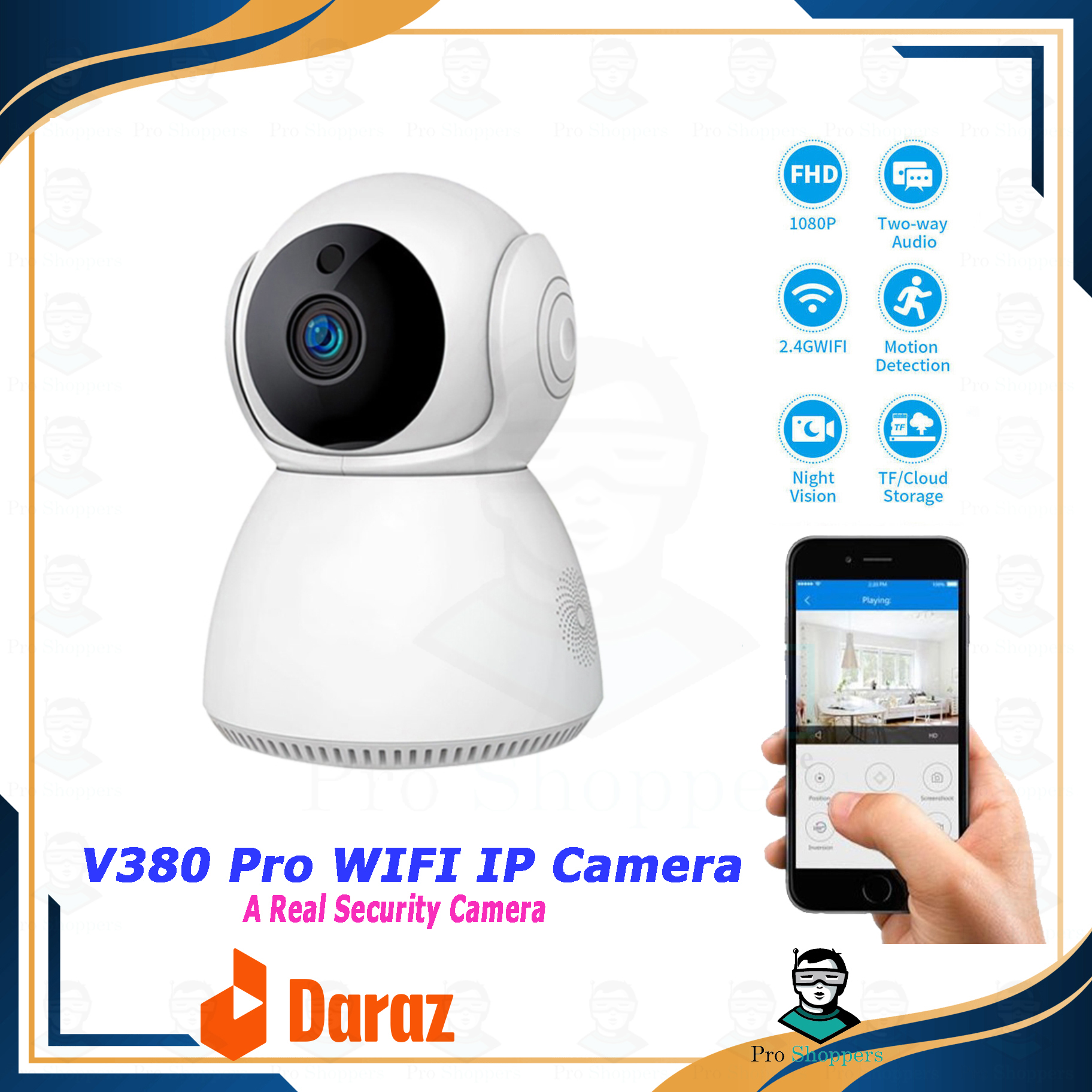 Picture of V380 2MP HD 1080P Night Vision Wireless WiFi Ip Camera with 2 Way Audio and Upto 64 GB SD Card Support
