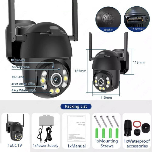 Picture of 4G SIM Supported Single Lance Out Door IP Camera Water and Dust proof Color Night Vision V380 IP Camera