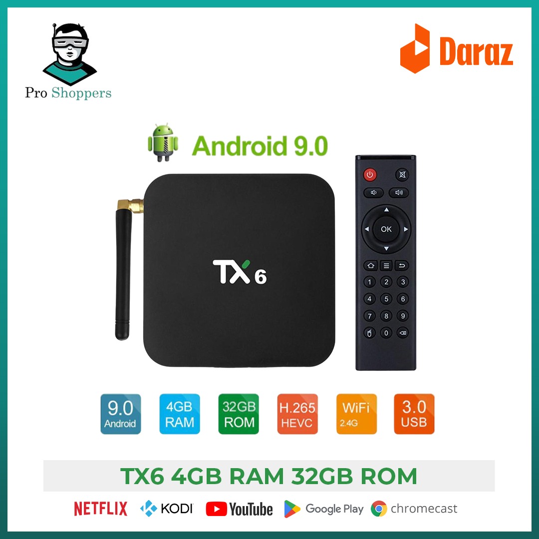 Picture of TX6 4GB RAM 32GB ROM Android TV Box Best Android Smart TV Box Like For MI TV Box For Xiaomi TV Box Streaming Media Player Android TV Card IPTV Box