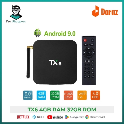 Picture of TX6 4GB RAM 32GB ROM Android TV Box Best Android Smart TV Box Like For MI TV Box For Xiaomi TV Box Streaming Media Player Android TV Card IPTV Box