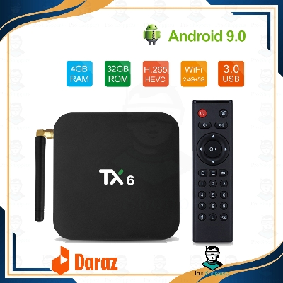 Picture of TX6 4GB RAM 32GB ROM Android TV Box Best Android Smart TV Box Like For MI TV Box For Xiaomi TV Box Streaming Media Player Android TV Card IPTV Box