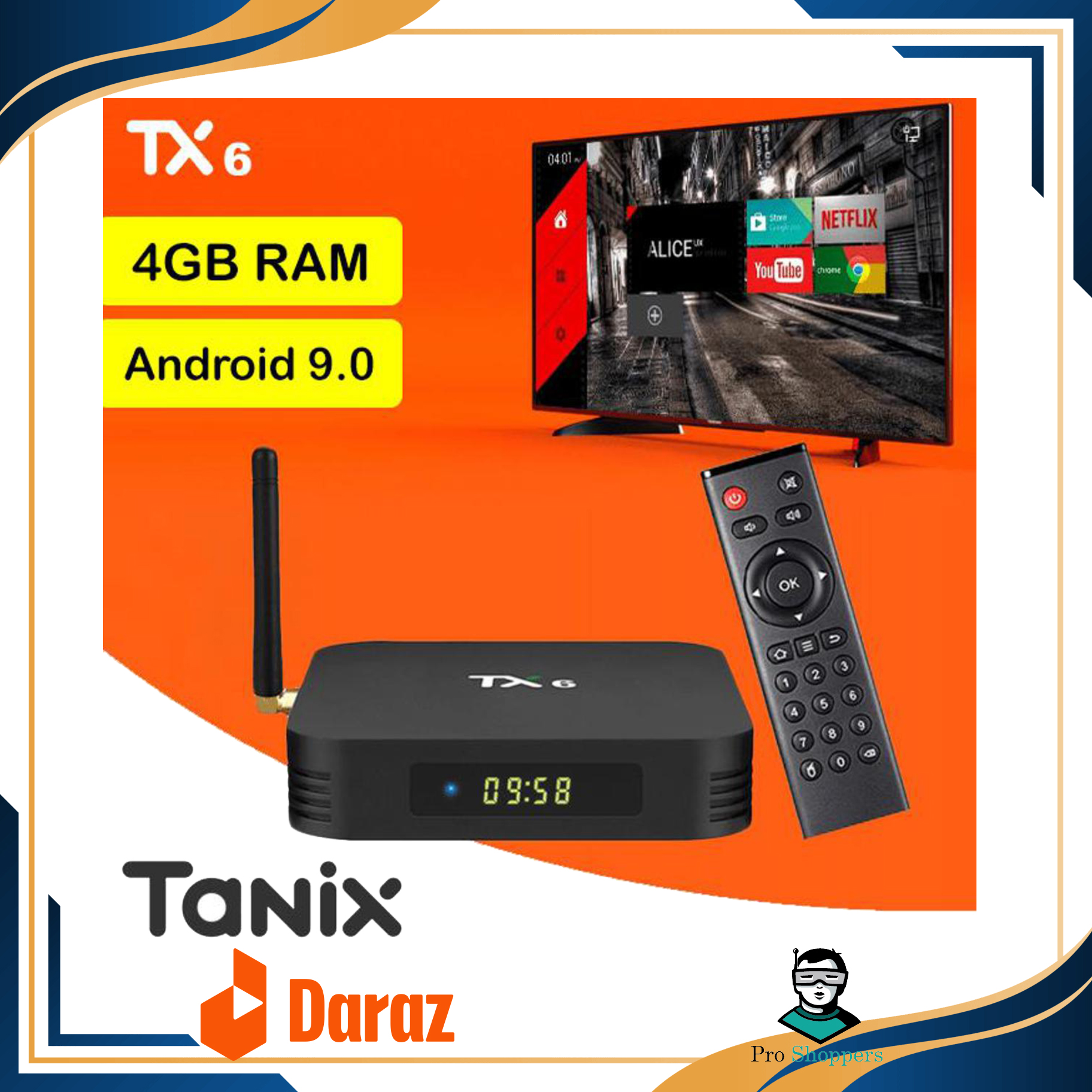 Picture of Tanix TX6 4GB RAM 32GB ROM Android TV Box Best Android Smart TV Box Like For MI TV Box For Xiaomi TV Box Streaming Media Player Android TV Card IPTV Box Netflix Kodi Youtube Google Playstore Chromecast Tanix TV Box 4GB RAM Android TV Box