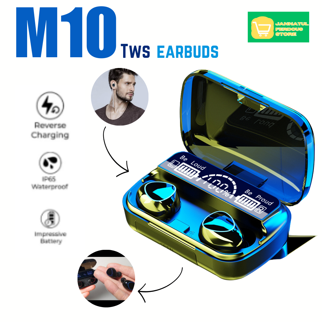 Picture of M10 Tws Black Bluetooth Earbuds. Good Quality Master Copy Best Perfomance In Bugget