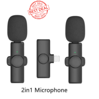 Picture of K9 Wireless Dual Microphone Professional Lapel Lavalia Microphone - Type C To remove the word for Adapter Micro SDHC - High-Quality Audio Recording