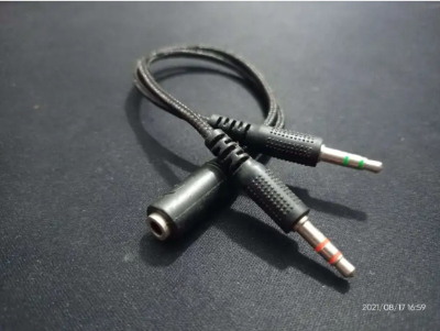 Picture of 3.5mm AUX Audio Mic Splitter Cable Earphone Headphone Adapter PC Headphone Converter headphone converter for pc