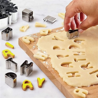 Picture of Cookie Cutter- Alphabet -Silver - Bake Perfect Cookies With This Set Of Silver Cookie Cutters - Get Creative In The Kitchen