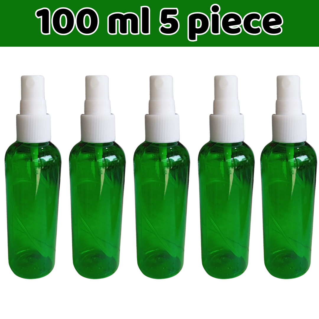 Picture of 100ml Green Spray bottle Transparent plastic bottle- 5 pcs