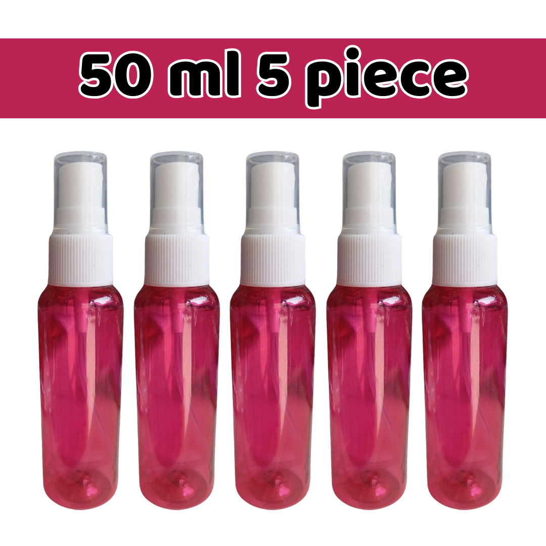 Picture of 50ml Red Spray bottle Transparent plastic bottle- 5 pcs