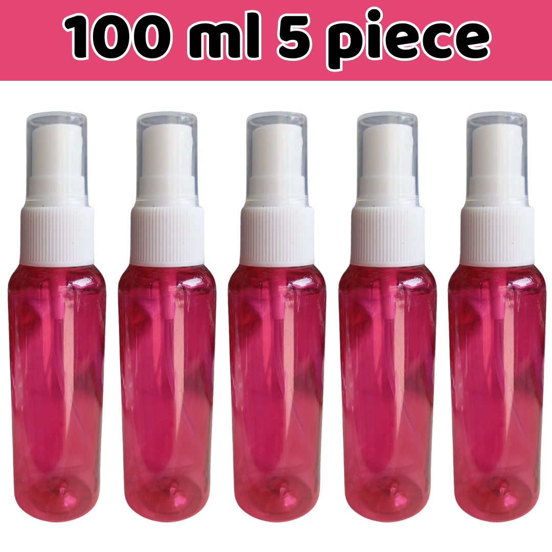 Picture of 100ml Red Spray bottle Transparent plastic bottle- 5 pcs