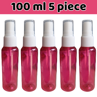 Picture of 100ml Red Spray bottle Transparent plastic bottle- 5 pcs
