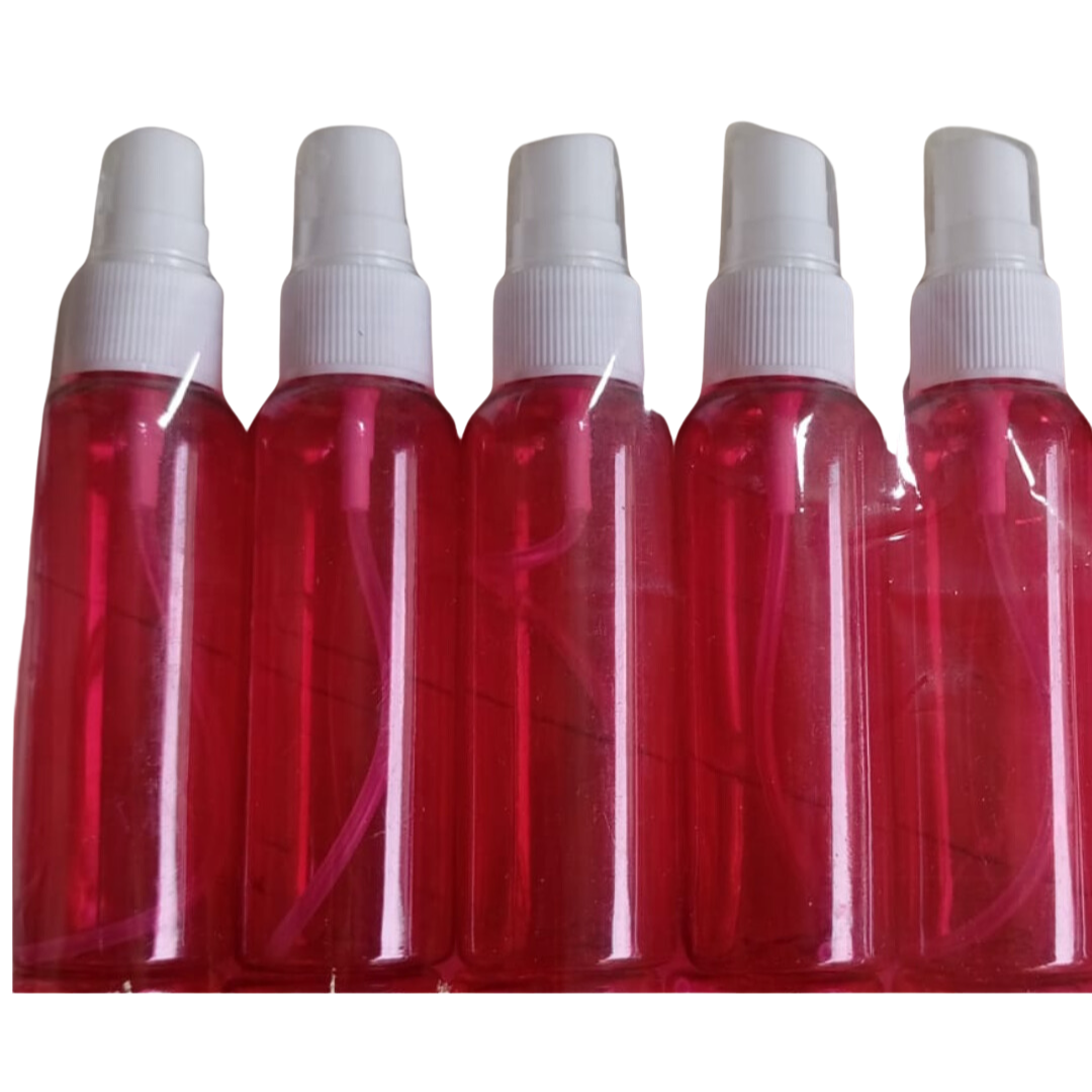 Picture of 100ml Red Spray bottle Transparent plastic bottle- 5 pcs